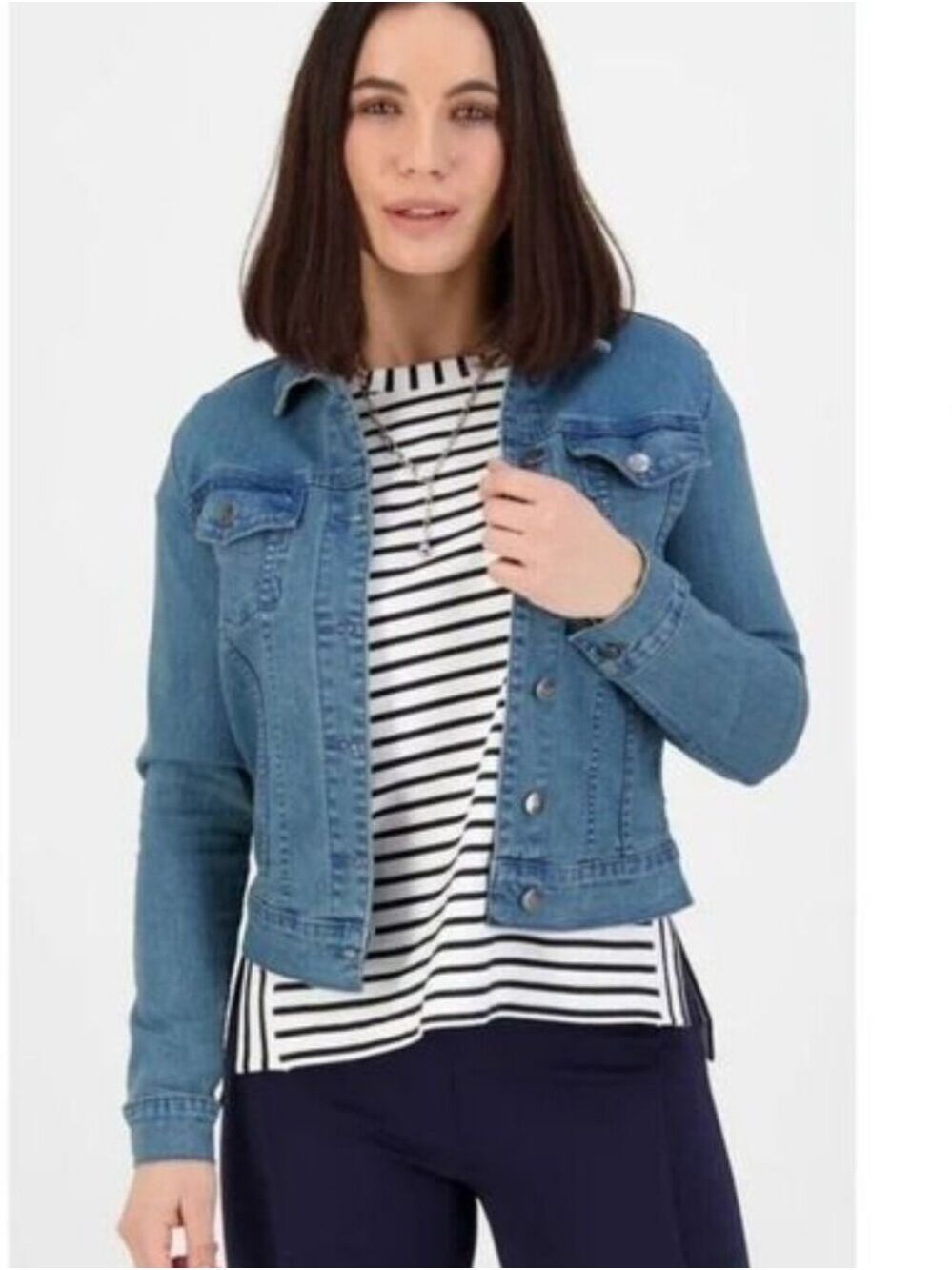 VASSALLI  WASHED DENIM JACKET STRETCH EUC LIKE NEW! SIZE 8 HIGH QUALITY
